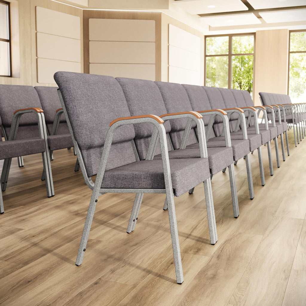 Hercules 21 in Wide Stackable Church Chair, Gray