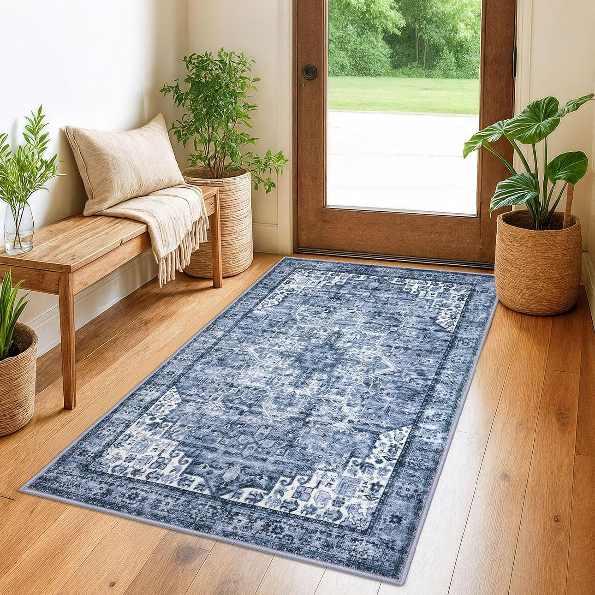Washable Area Rug Non Slip Door Mat Indoor Bedside