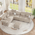 L Shaped Modular Sectional Sofa 7 Seater Sectional Couch with Storage Ottoman, Deep Sectional Sofas with Adjustable