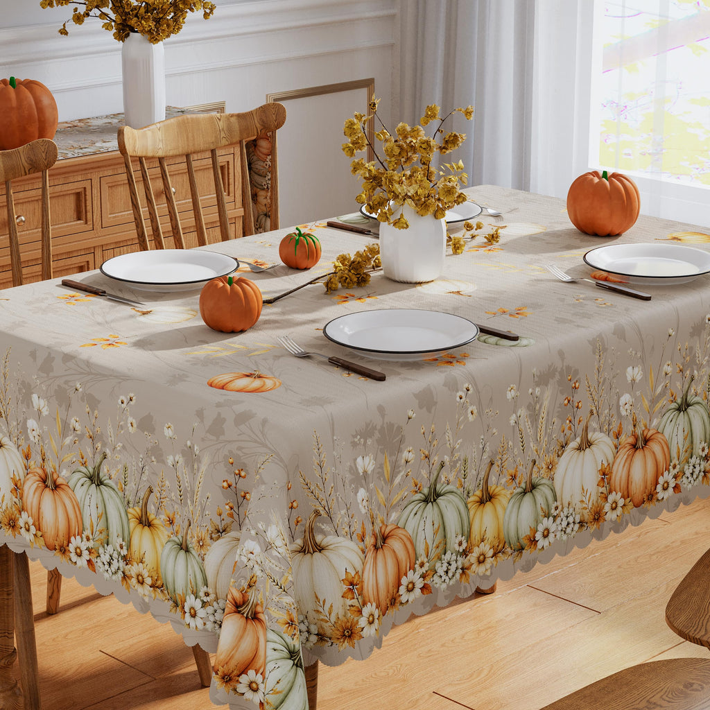 Fall Tablecloth Rectangle 60x120 Inch Thanksgiving Home Party Decor