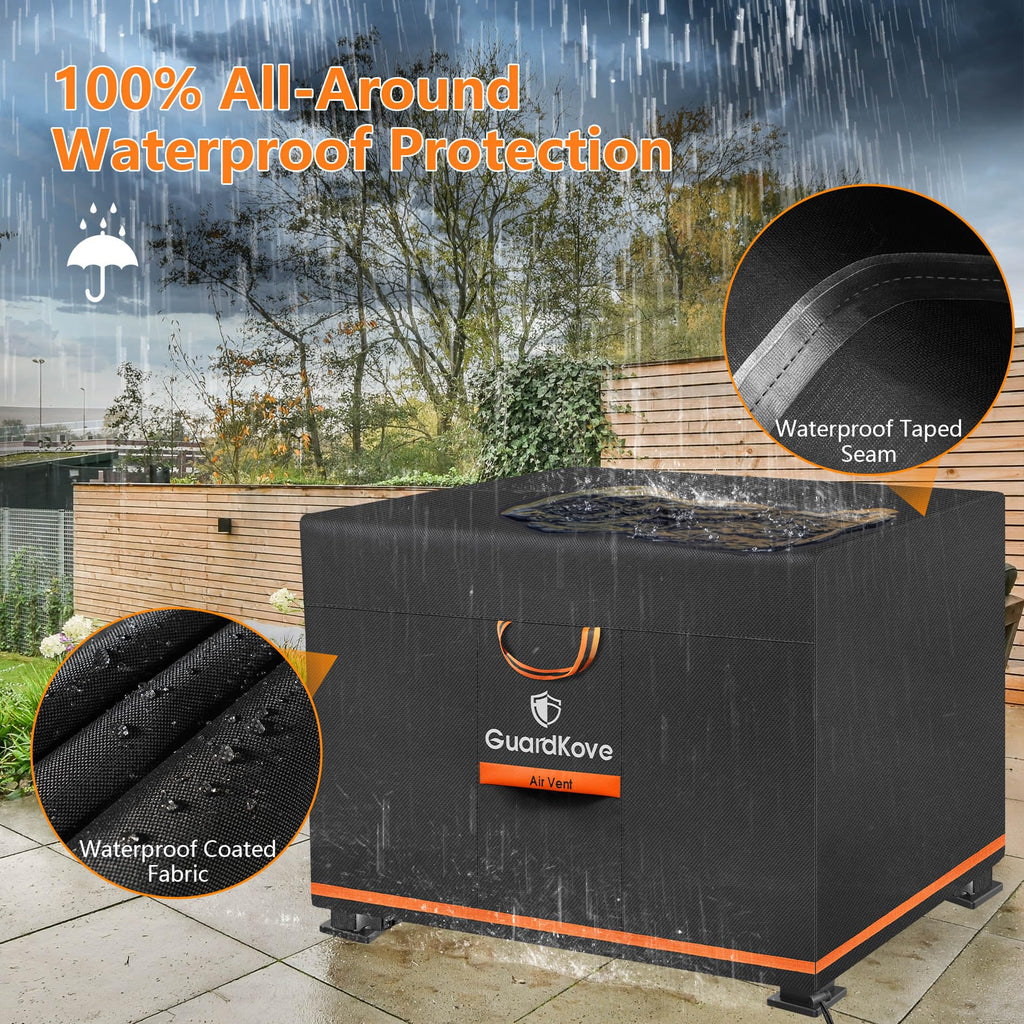 Upgraded 1000D Heavy Duty Fabric] 32 inch Fire Pit Cover Square