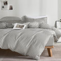 100% Cotton Classic Striped Duvet Cover Set, Grey