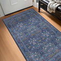 Vintage Dark Blue Area Rugs Beside Rug, Kitchen, Laundry Room, Non-Slip Low Pile Ultra Soft Stain Resistant Small