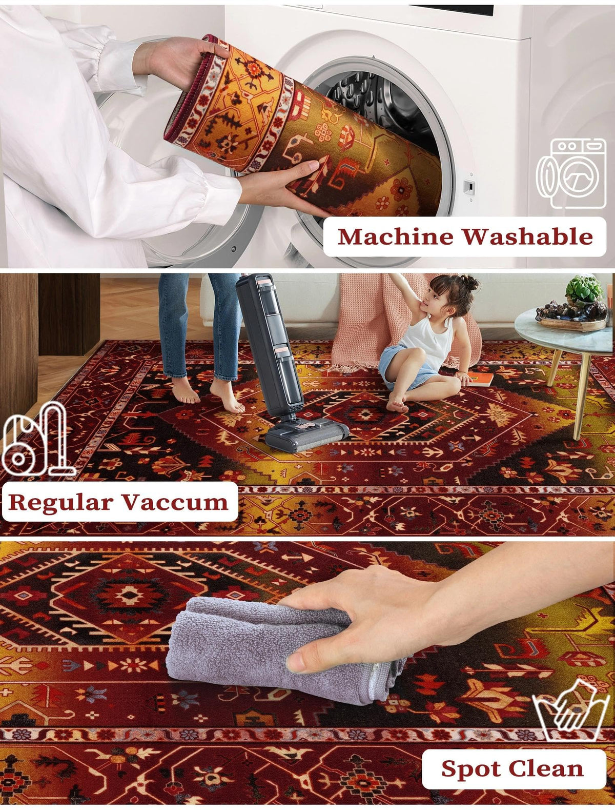 2x5 Washable Non Slip Boho Runner Rug