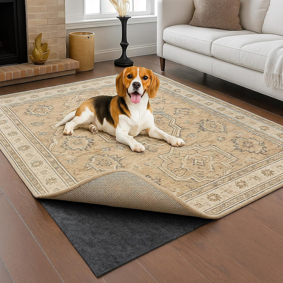 1/4" Thick Felt and Natural Rubber Backing Rug Pad - Non Slip Carpet Gripper for 5 x 7 Ft Area Rugs - Protective