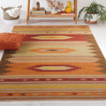 Kilim Collection Accent Rug, Brown & Multi, Handmade Southwestern Tribal Wool, Ideal for High Traffic Areas