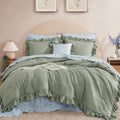 Comforter Set - 7 Pieces Ruffle Sage Green Bedding Sets