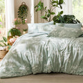 Comforter Set - 7 Pieces Floral Sage Green GentleSoft Bedding Sets