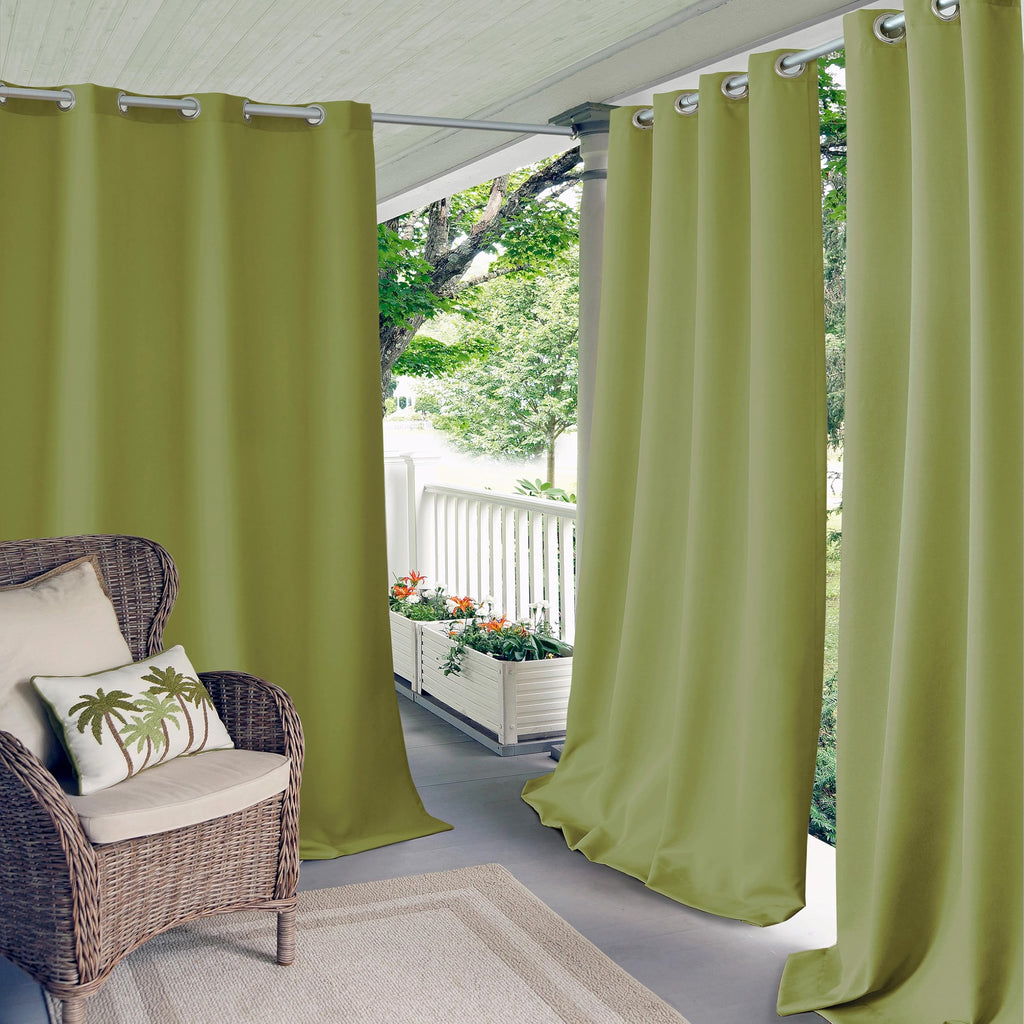 Connor Solid Indoor/Outdoor Window Curtain, Lime - 52"W x 108"L