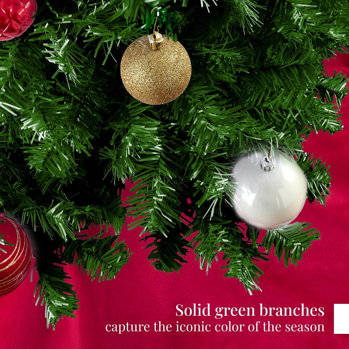 Artificial Christmas Tree, Premium Unlit Pine Design, Dense Branches Realistic Holiday Décor w/Easy Assembly