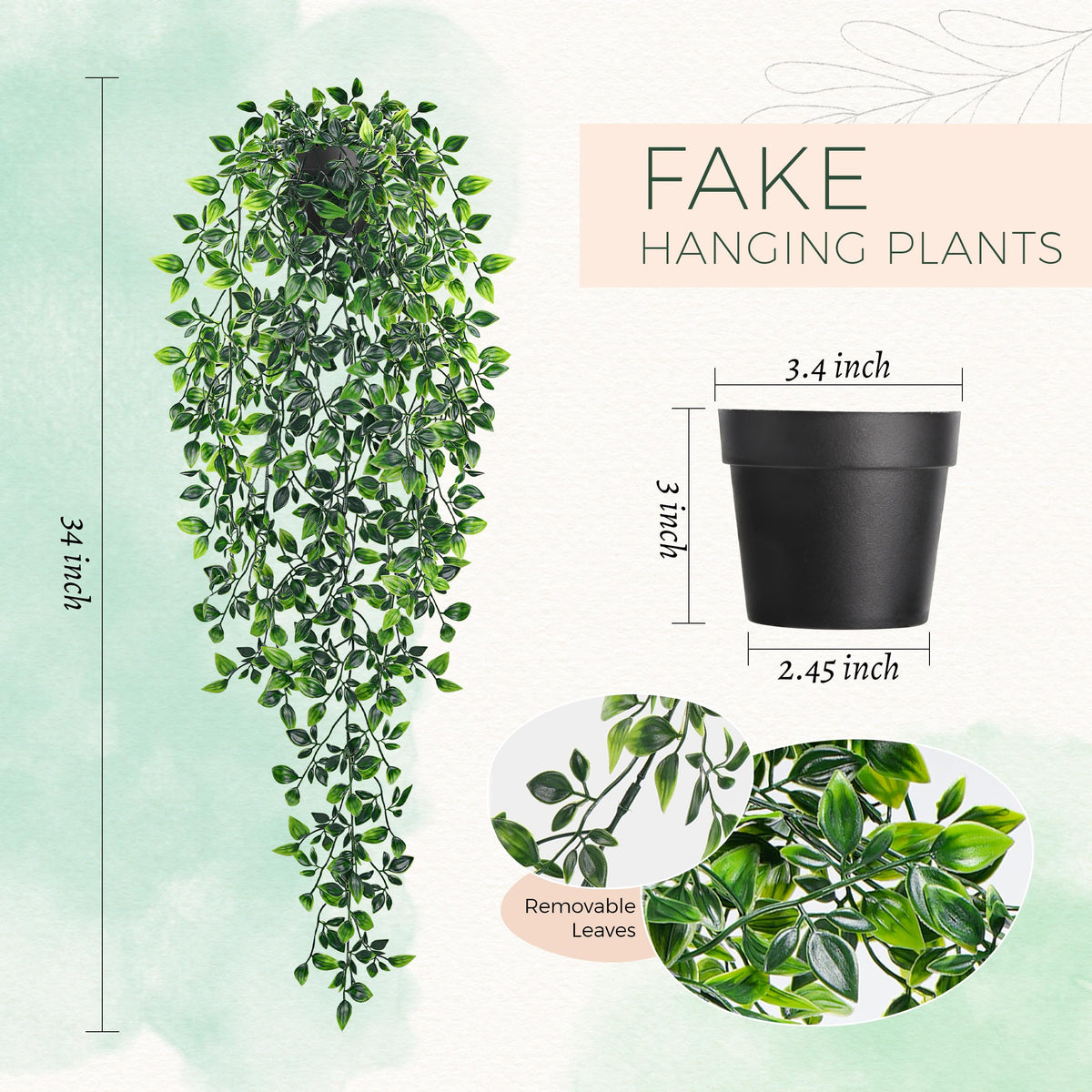 34" Artificial Mandala Vine Hanging Plant Shelf Decor