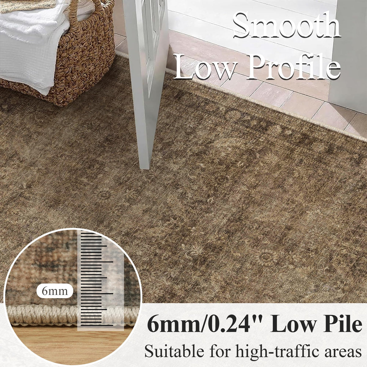 Hallway Runner Rug Washable Non Slip Brown Kitchen Runners