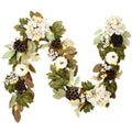DecorbyHannah 6ft Fall Garland for Mantle with Lights &Pumpkin Maple Leaves