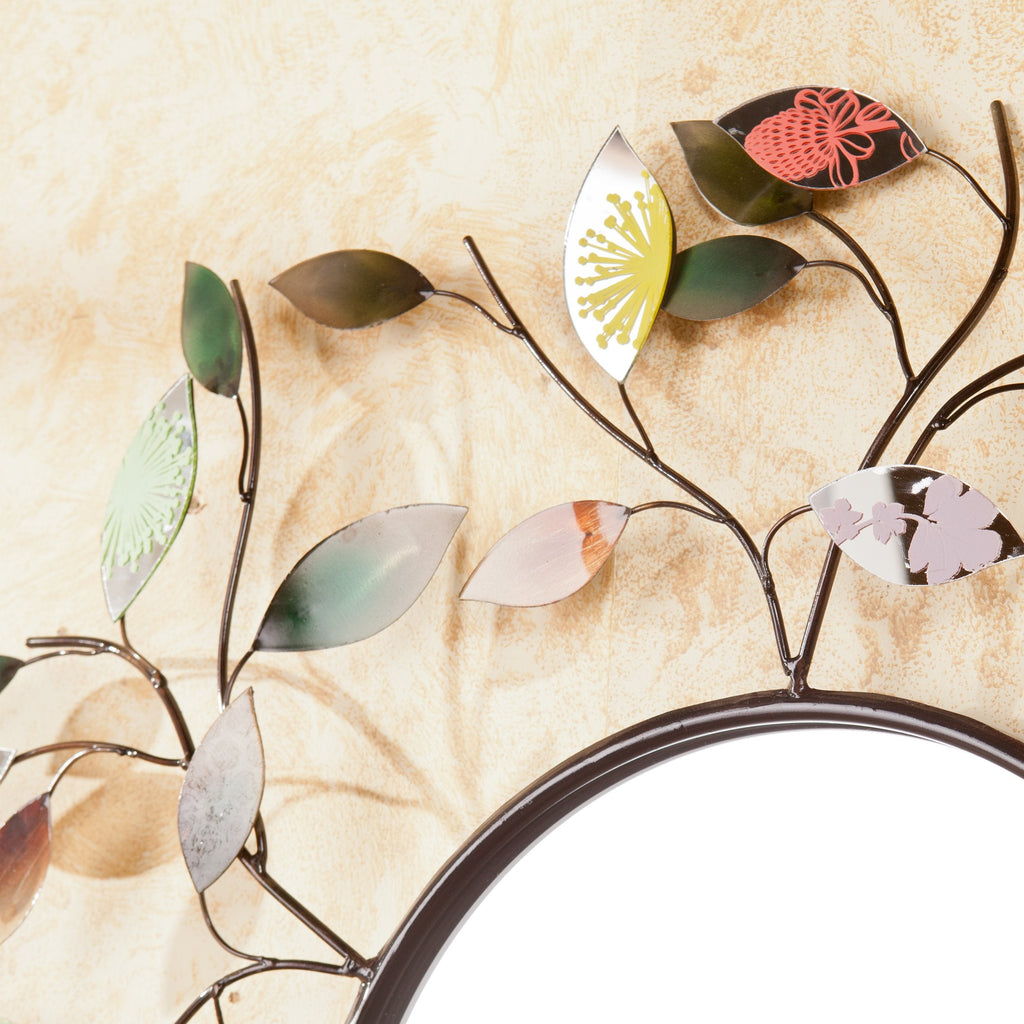 Millara Decorative Metallic Leaf Wall Mirror - Transitional Design, Multi Metal - Fully Assembled - Ideal (WS9811)
