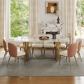 Rectangular Dining Table for 8-10 People, 79 inch Luxury Kitchen Table with Sintered Stone Tabletop and Gold Metal