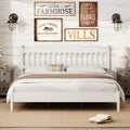 Farmhouse Wood Bed Frame with Spindle Headboard, White