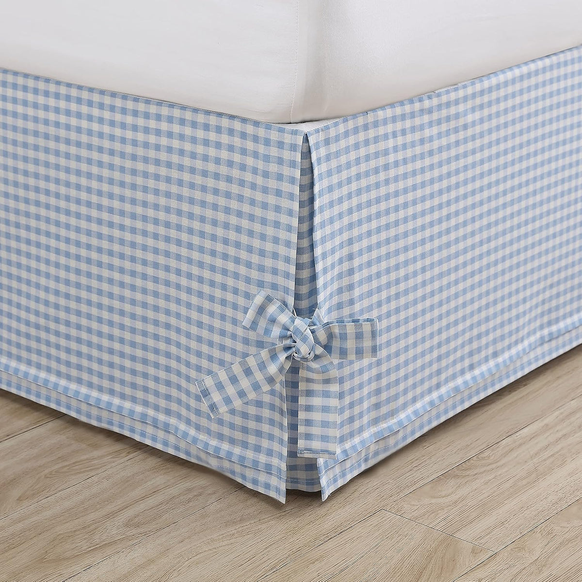 Home - Cotton Ruffled Bedskirt, Lightweight & Classic Style (Hedy Blue, Queen)