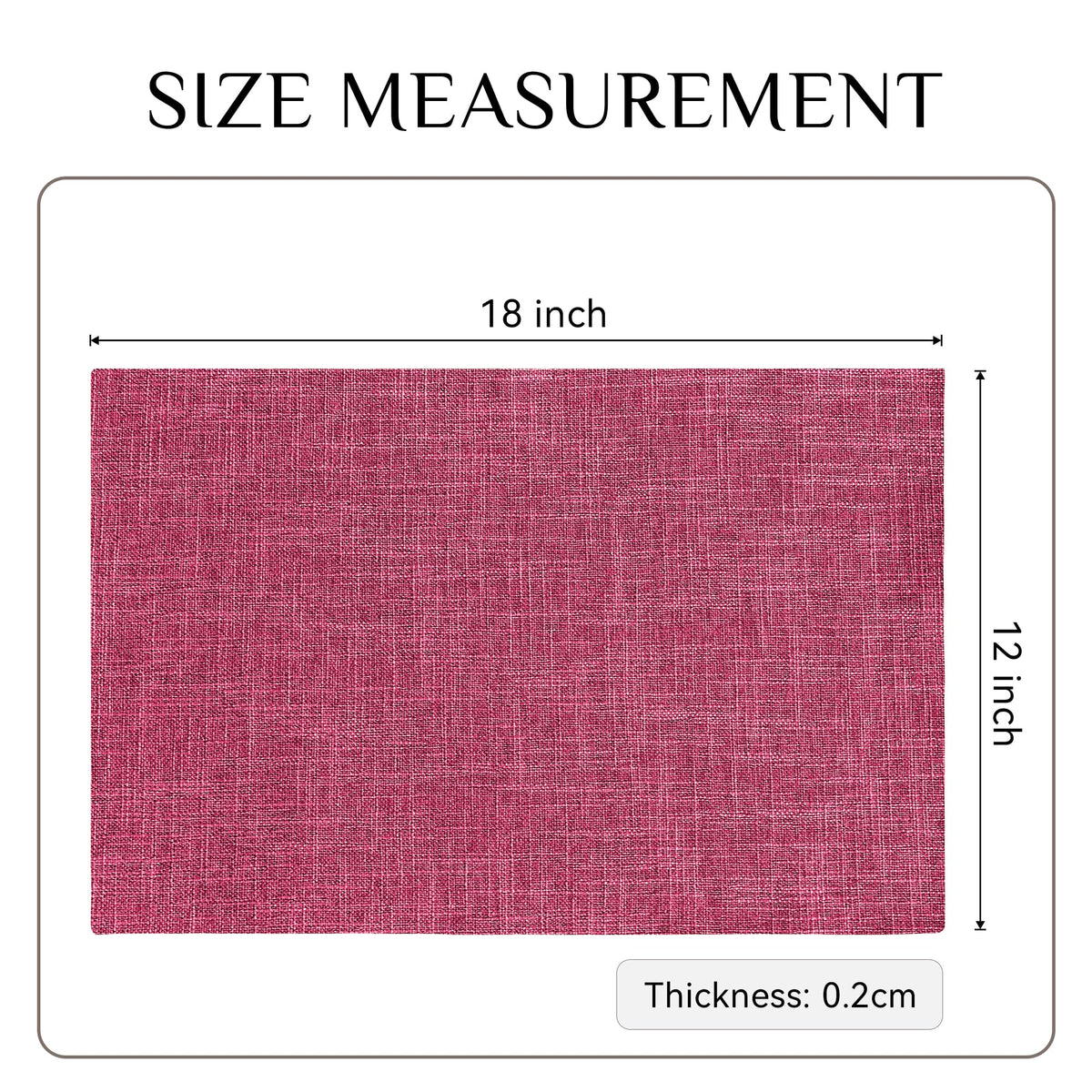 Faux Linen Cloth Placemats Set of 12-12 x 18 Inch, Pink