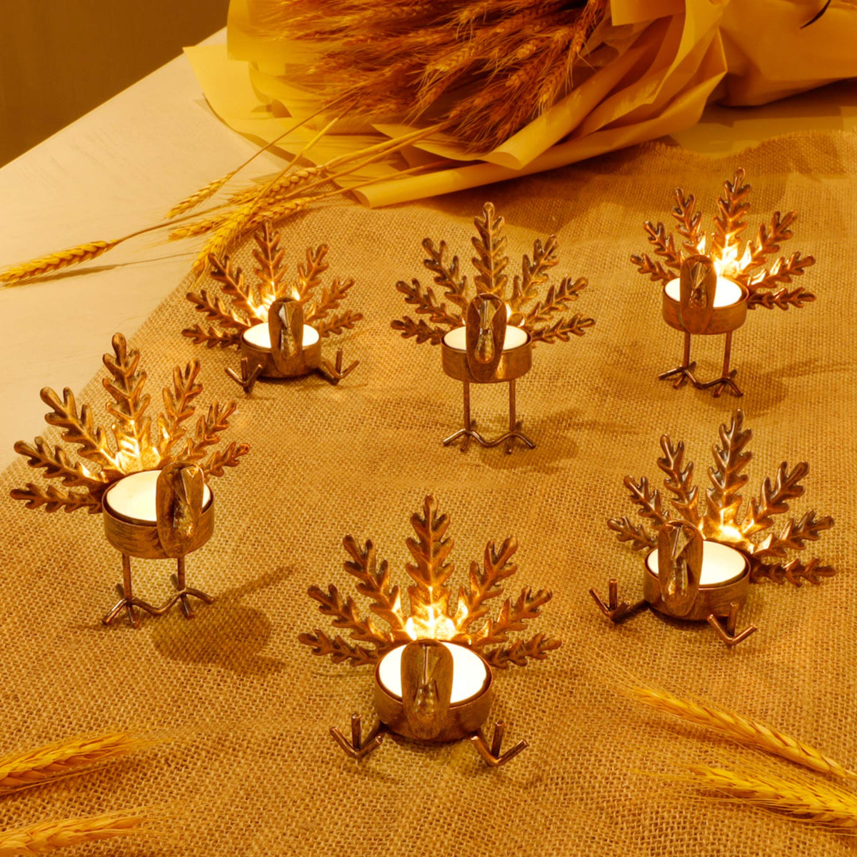 Metal Turkey Tea Light Candle Holders, Thanksgiving Candle Holder, Turkey Candle Holder, Metal Candle Holder