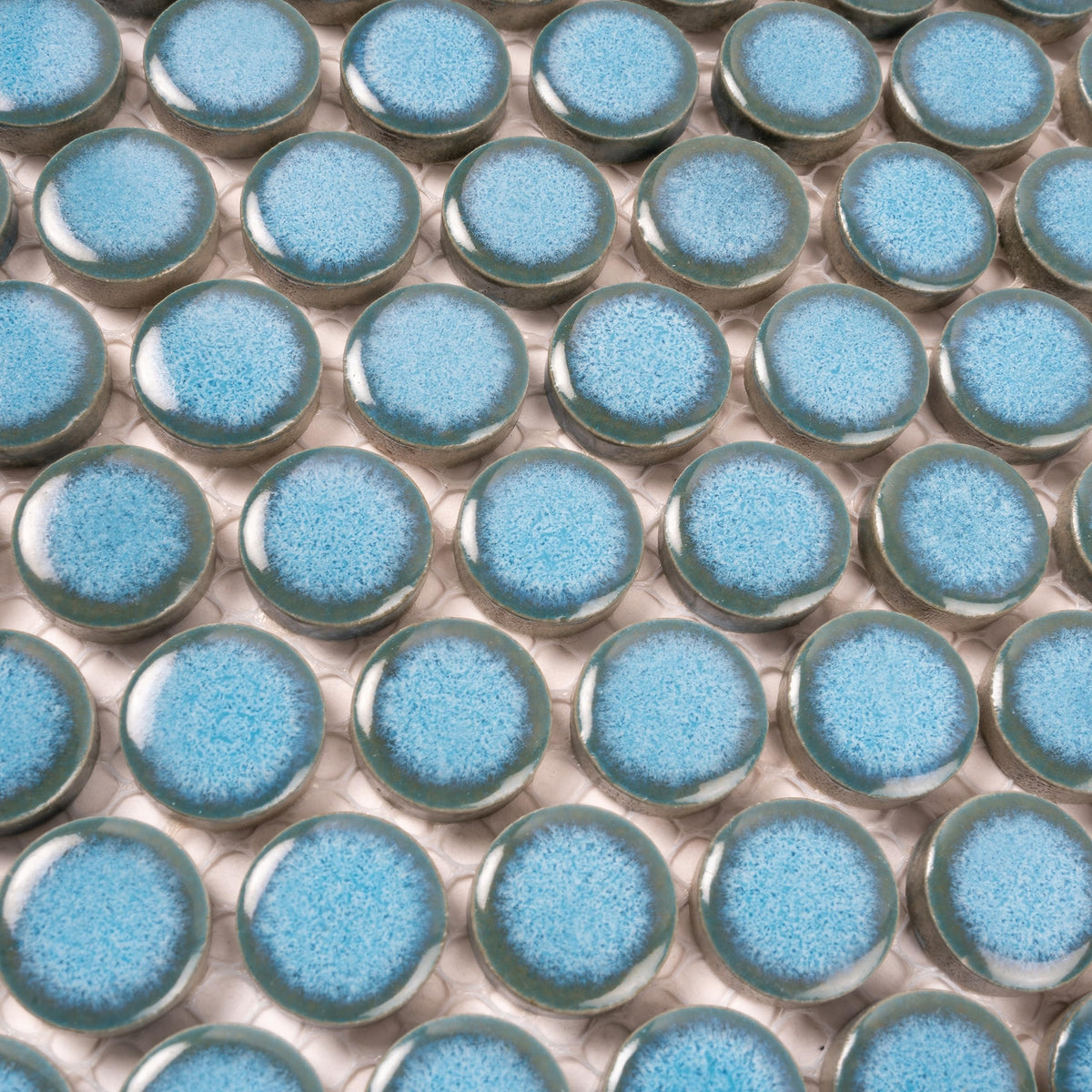 Penny Round Porcelain Tile Sky Blue 12x12 Glossy 9.87 sq ft/case 10-Pack