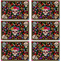 Day of The Dead Flowers Placemats Set of 6 Table Decor12x18 Inch
