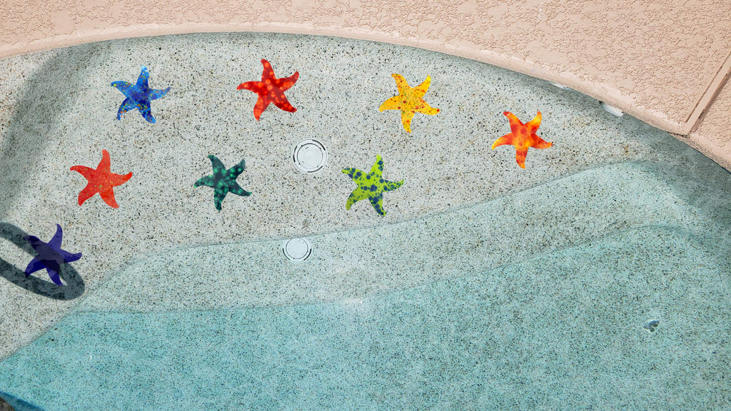 Porcelain Swimming Pool Starfish Step Marker (5" Cobalt Blue Glaze) (Set of 2)