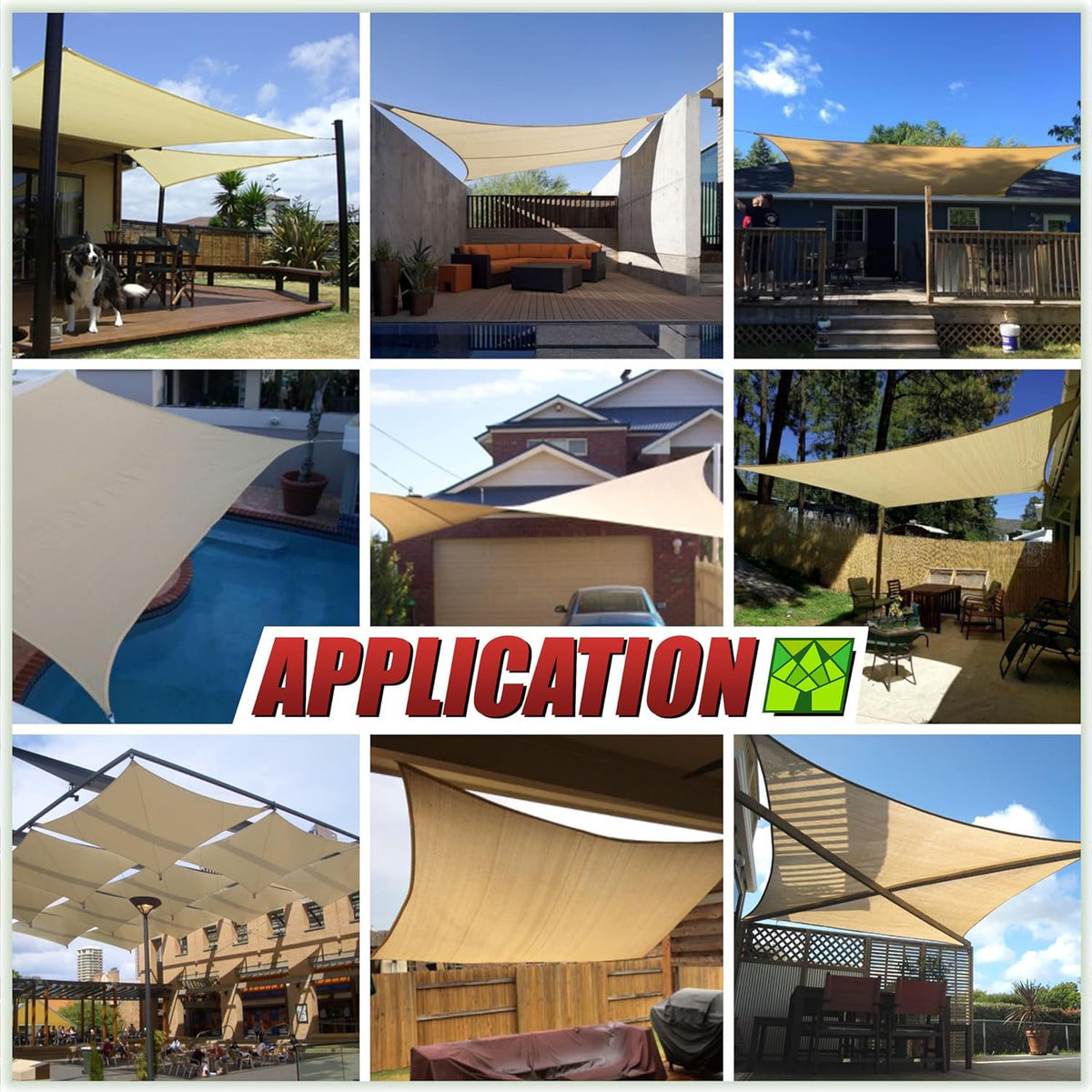 12' x 20' Brown Sun Shade Sail Rectangle Canopy Fabric Cloth Screen, Water Permeable & UV Block UPF50, Heavy Duty
