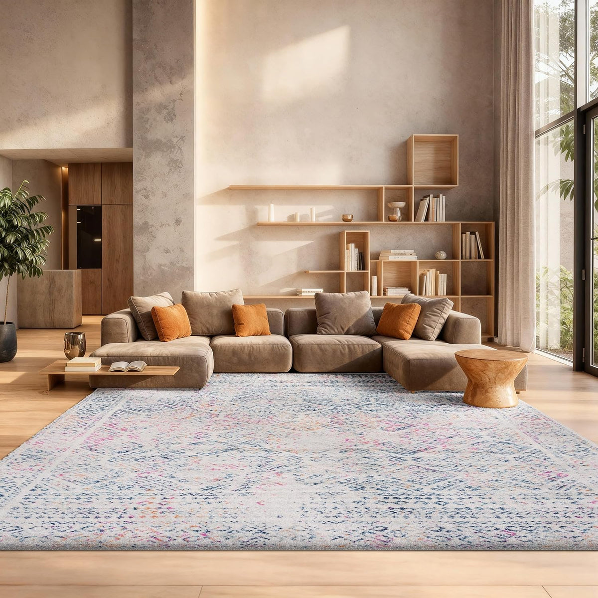 Tulum Area Rug, Textured X-Large Ivory & Dark Blue TUL264D