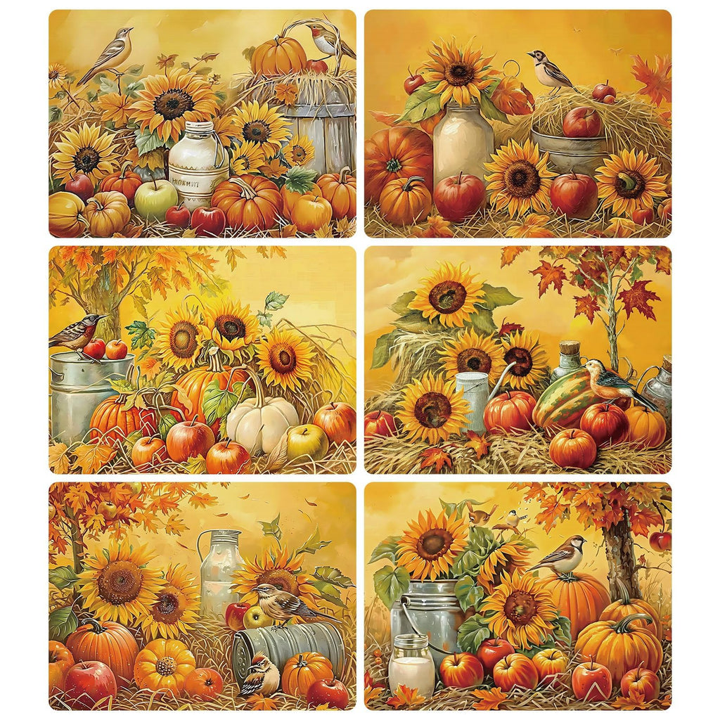 Fall Plastic Placemats Set of 6 Pumpkin Table mats 17×13×0.04in