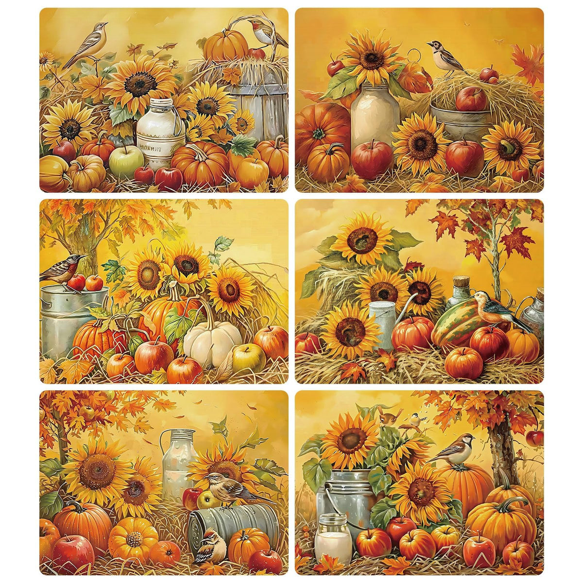 Fall Plastic Placemats Set of 6 Pumpkin Table mats 17×13×0.04in