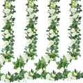 4Pcs 31Ft Artificial Rose Vine Fake Flower Garland Floral Garland Faux Silk Hanging Vine Rose Ivy Vines for Wedding