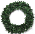 48-Inch Pre-Lit Evergreen Pine Wreath, 360 Lifelike Green Tips with 150 Battery LED Lights, Perfect Indoor/Outdoor