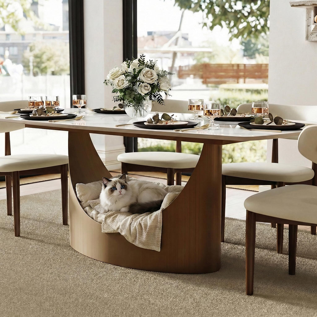 71" Hobart Modern Rectangular Dining Table for 6, Glossy White Sintered Stone Tabletop with Bronze Carbon Steel