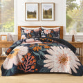 Quilt, Navy Floral Boho Summer Bedspread 3 Pieces