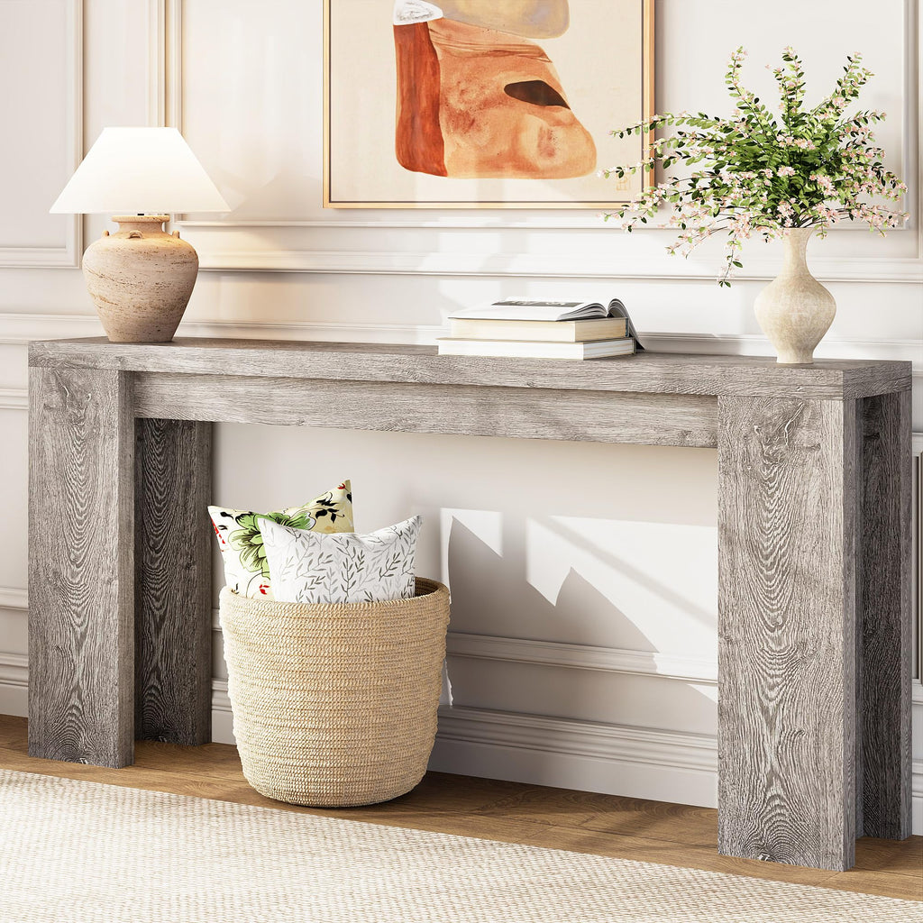 70.9" Extra Long Console Table, Farmhouse Entryway Table, Grey