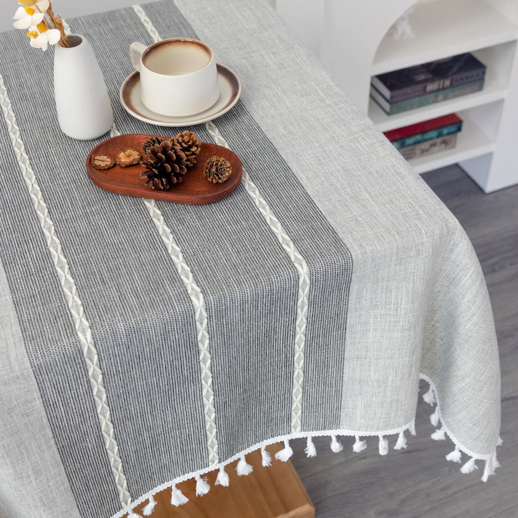 Waterproof Cotton Linen Washable Square Tablecloth 52 x 52 Inch Grey
