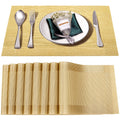 Gold Vinyl Placemats Set of 8,Washable Dining PVC Table Mats
