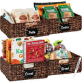 Set of 4 13x12in Water Hyacinth Pantry Baskets, Woven Organizers w/Chalkboard Label, Chalk Marker - Brown