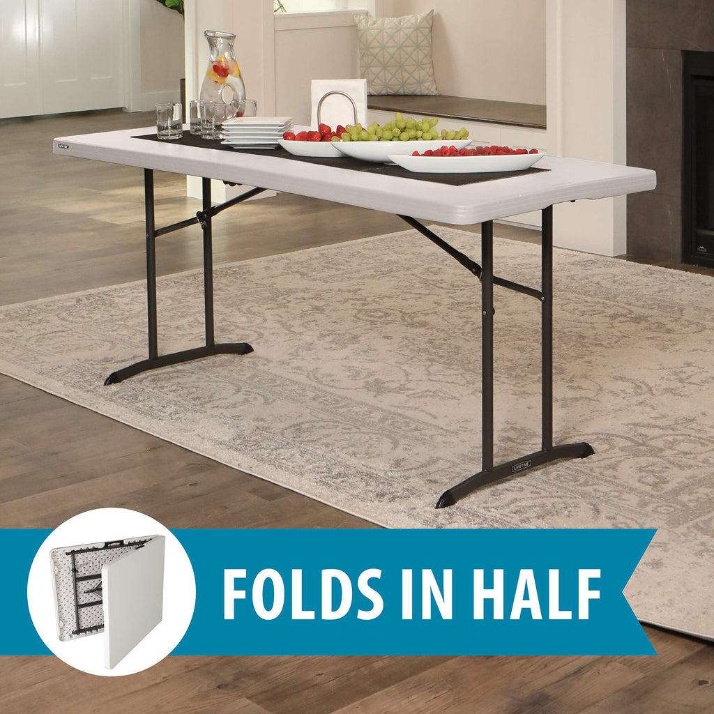 Commercial Fold-in-Half Table, 6-Foot, Almond