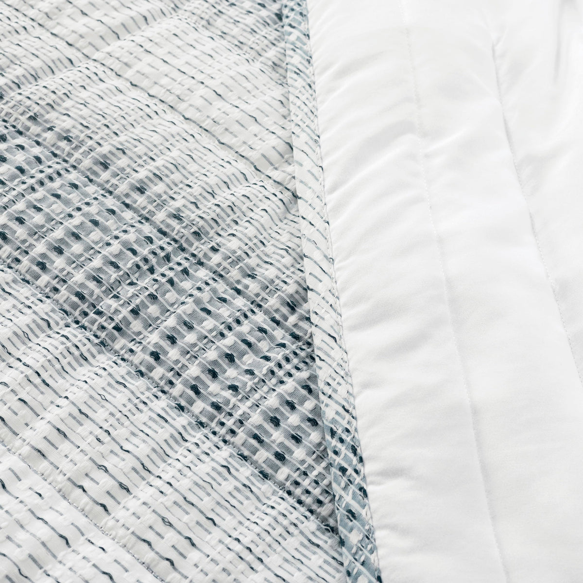 Yarn Dyed Textured Stripe Waffle Quilt Set, 3 Piece Set, Navy & White - Soft Waffle Bedding Set - Blue Quilt
