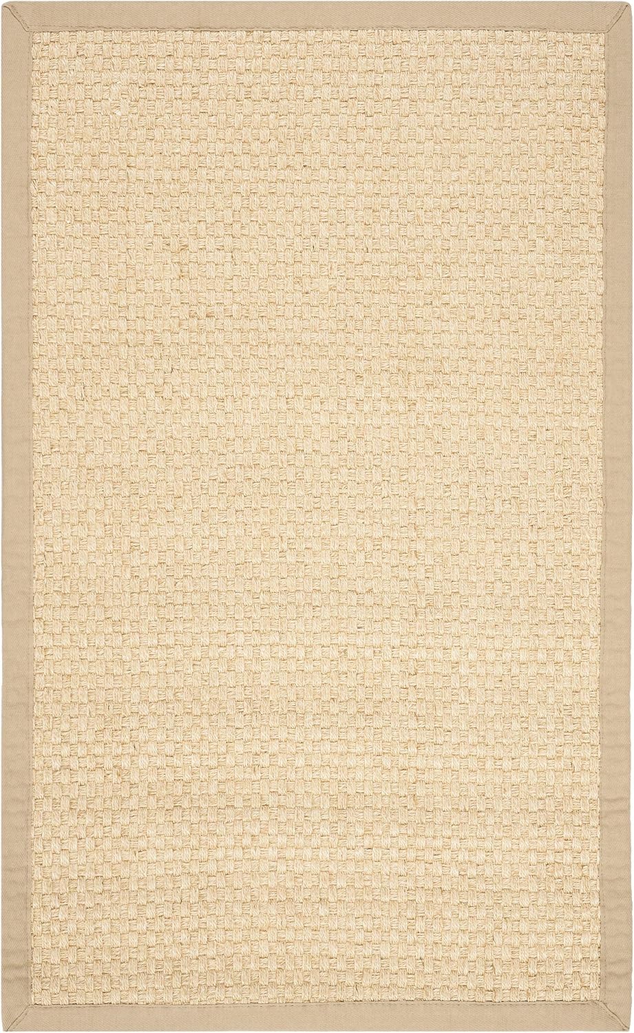 Natural Fiber Collection Accent Rug, Natural & Beige, Rustic Farmhouse Border Sisal Design, Easy Care