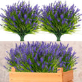 24 Bundles Artificial Flowers Outdoor, Faux Lavender Flowers with Grass UV Resistant Artificial Plants for Outdoor