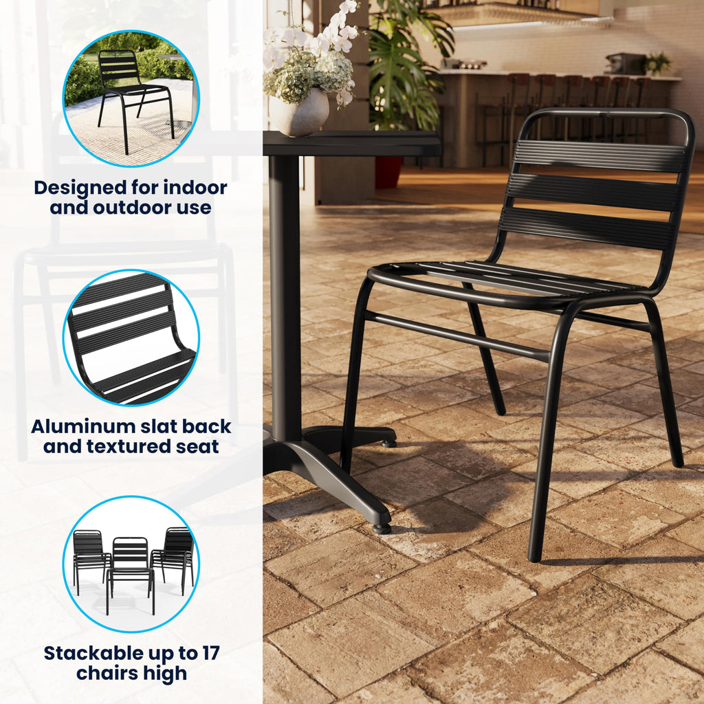 Black Stacking Metal Dining Chair