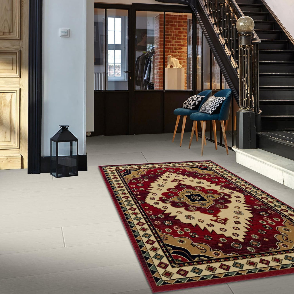 Aztec Collection 5' x 8' Area Rug, Attractive Rug with Jute Backing, Durable and Beautiful Woven Structure, Bright