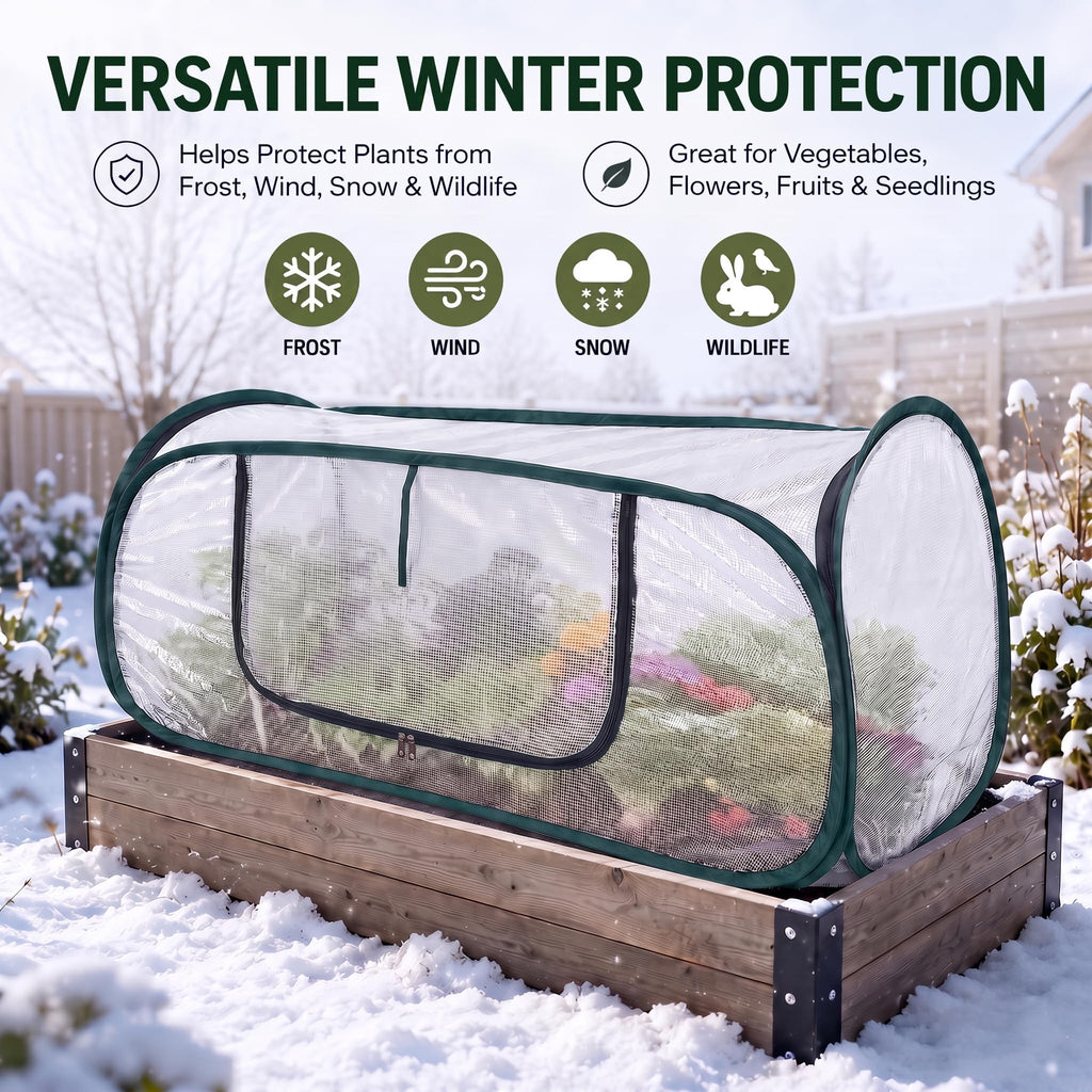 Plant Covers Freeze Protection-Mini Pop Up Greenhouse for Raised Garden Bed