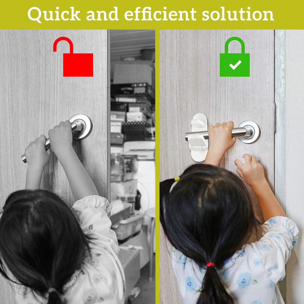 Lever Lock (3 Pack) Prevents Toddlers from Opening Doors. 3.25" L * 1.5" W * 4.5" H Easy One Hand Operation for