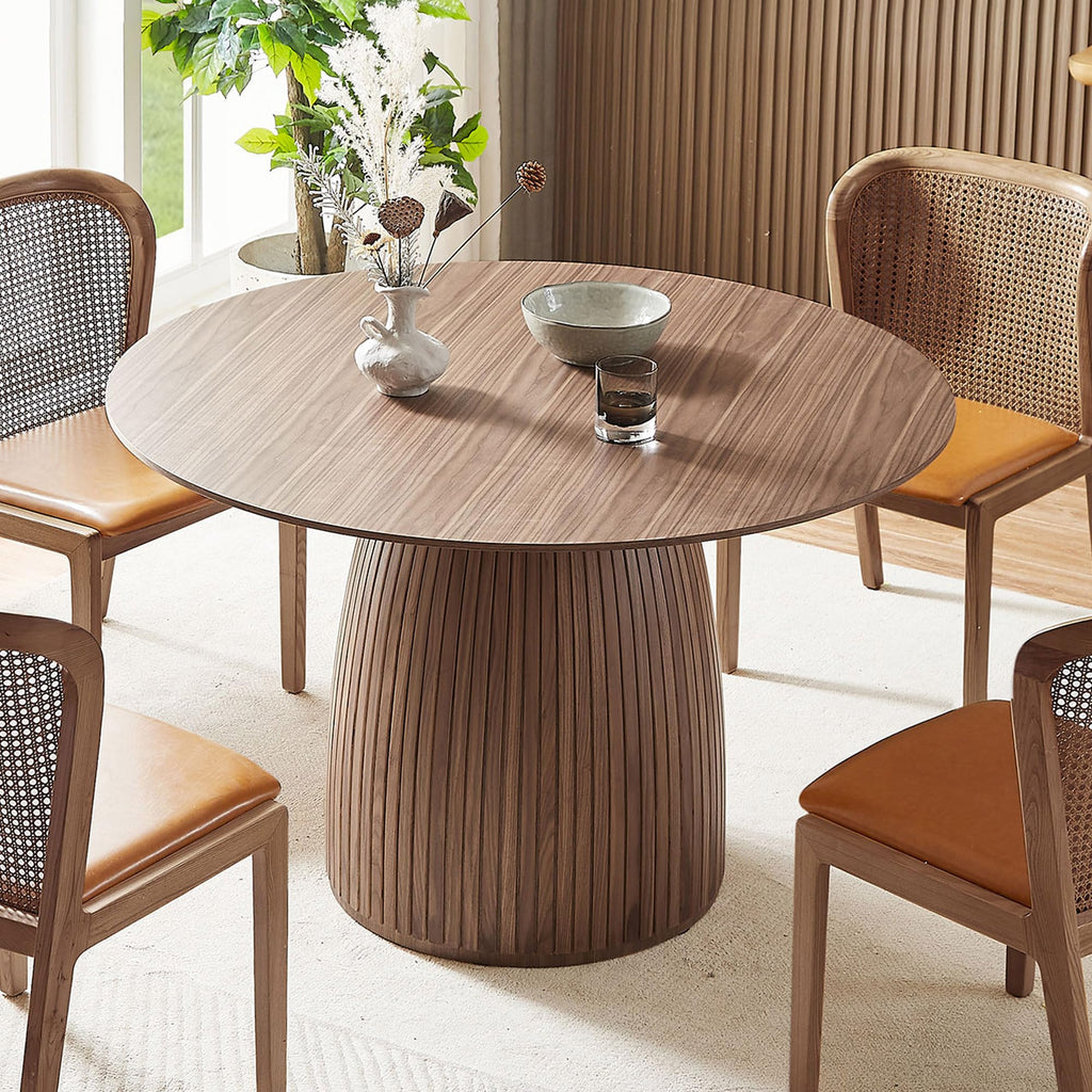 Inspired Saarinen Style 47.2''Round Dining Table for 4, Modern Kitchen Table with Wooden Pedestal Base, Minimalist Elegant Dining Table
