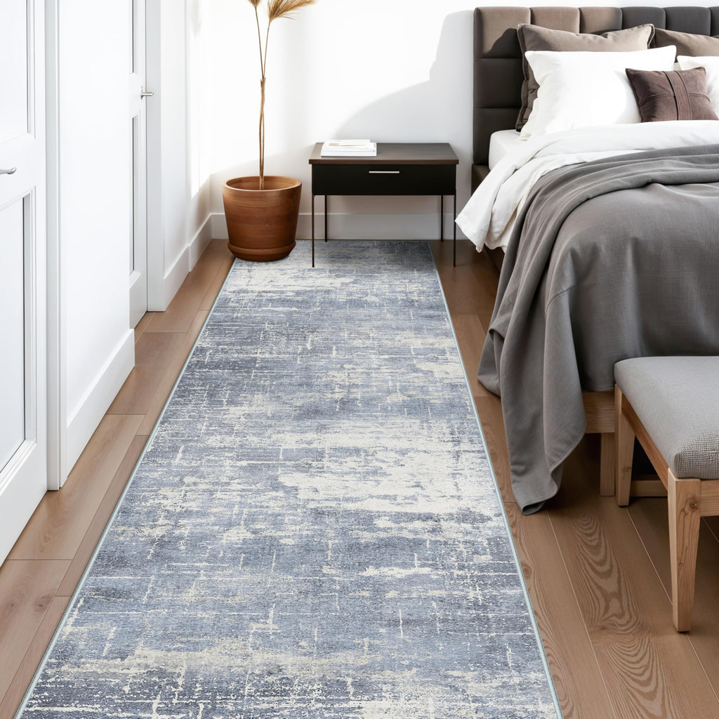 Washable 12ft Hallway Runner Rug: Non-Slip 2'6x12 Kitchen Rugs Low-Pile Entryway Rug Runner Abstract Soft Bedroom