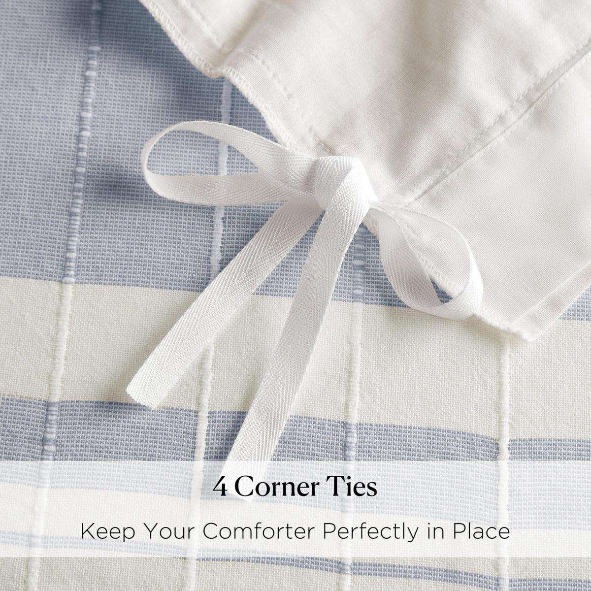 Duvet Cover Set, Stripes Clipped Jacquard, Cotton Oversized Duvet Cover for a -Size Bed, Farmhouse Bedding