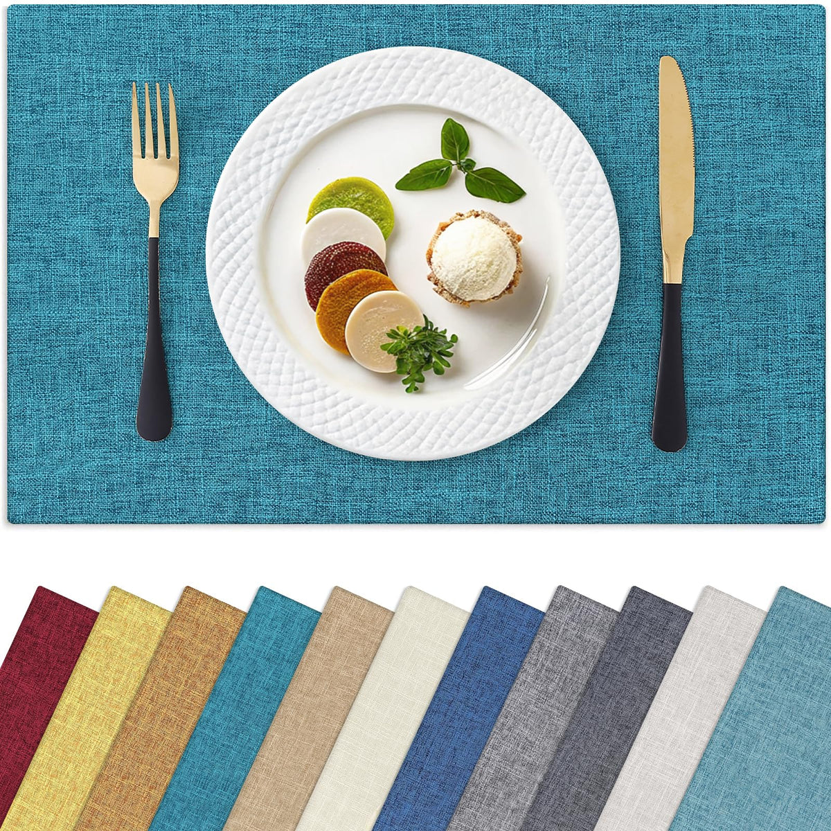 Cloths Placemats for Dining Table Set of 6, 13" x 19", Teal